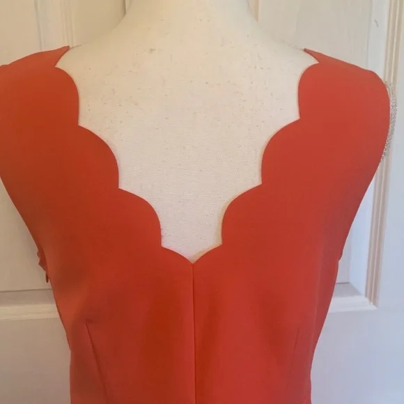 J. Crew Scalloped Edge Red Dress - Picture 6 of 7